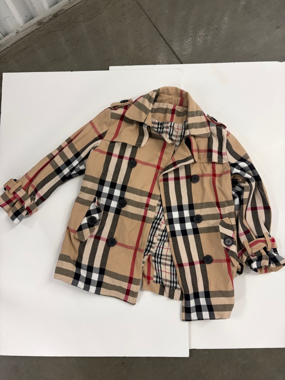 Classic Plaid Kids P- Coat - Beige
